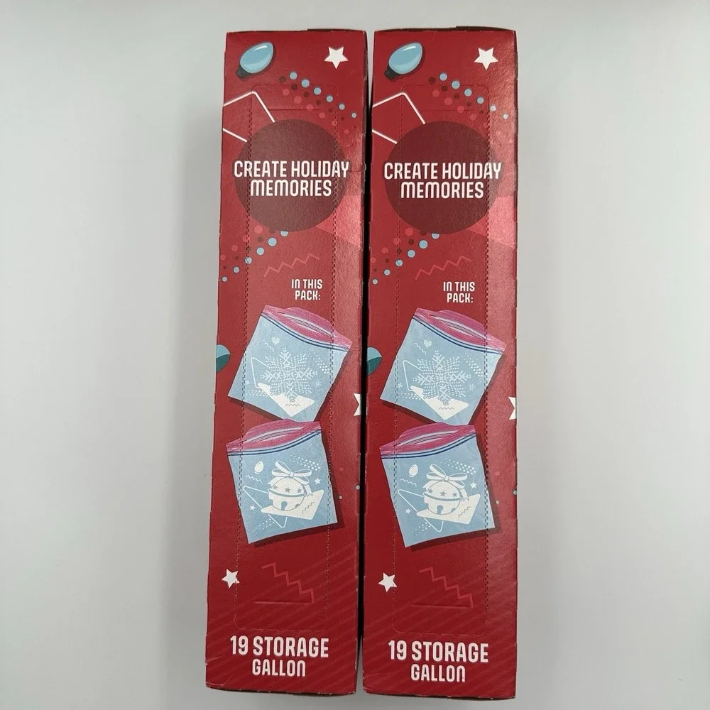 (2) Boxes ZIPLOC Gallon Christmas‎ Holiday Storage Bags 19 count Limited Edition